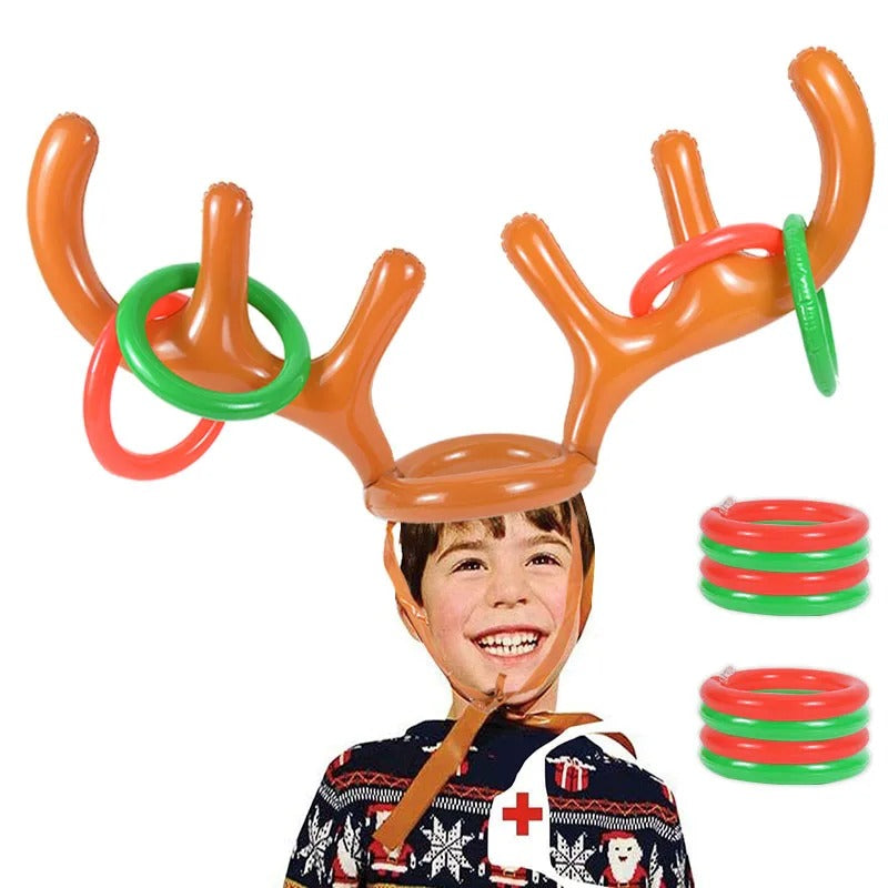 Inflatable Funny Reindeer Santa Hat for Ring Toss Game