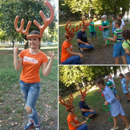 Inflatable Funny Reindeer Santa Hat for Ring Toss Game